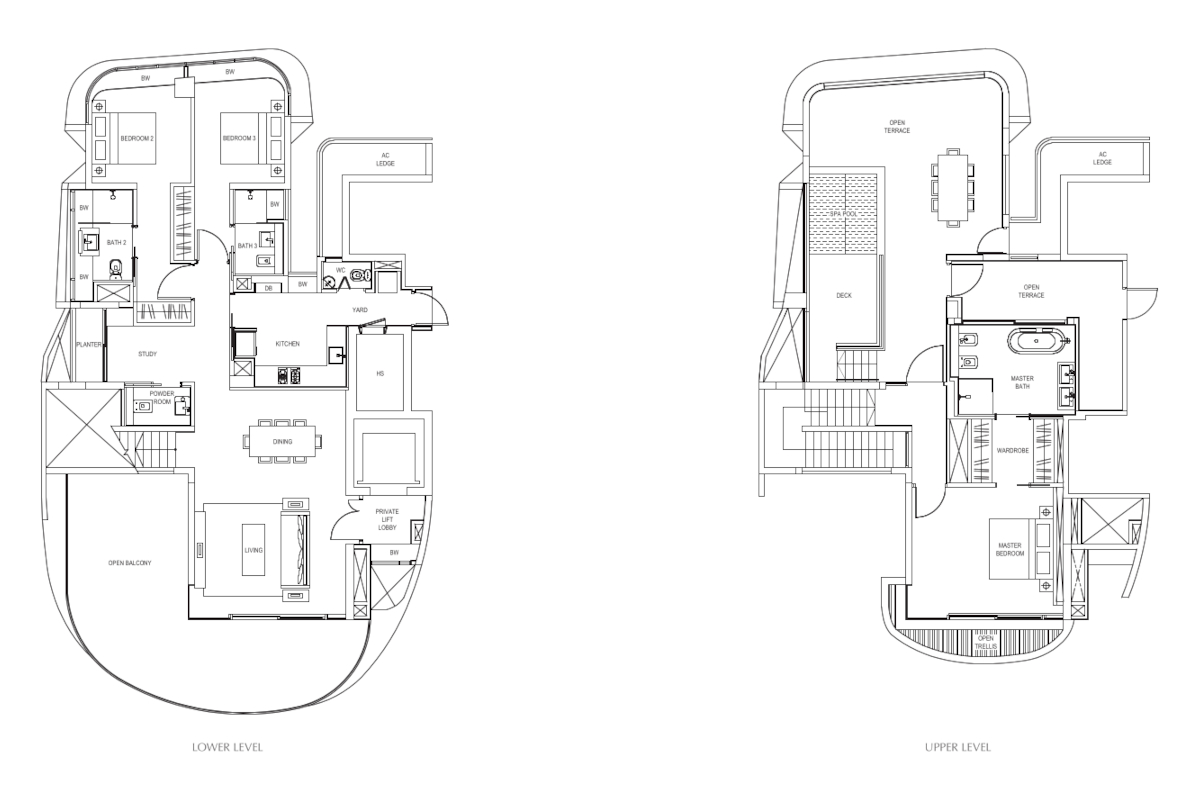 Floor plan for Type P2 units at Cape Royale
