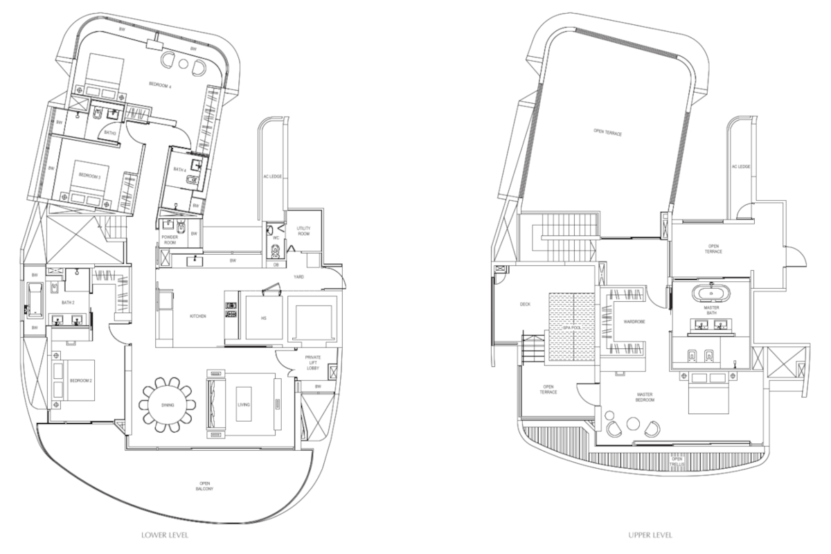 Floor plan for Type P4 units at Cape Royale